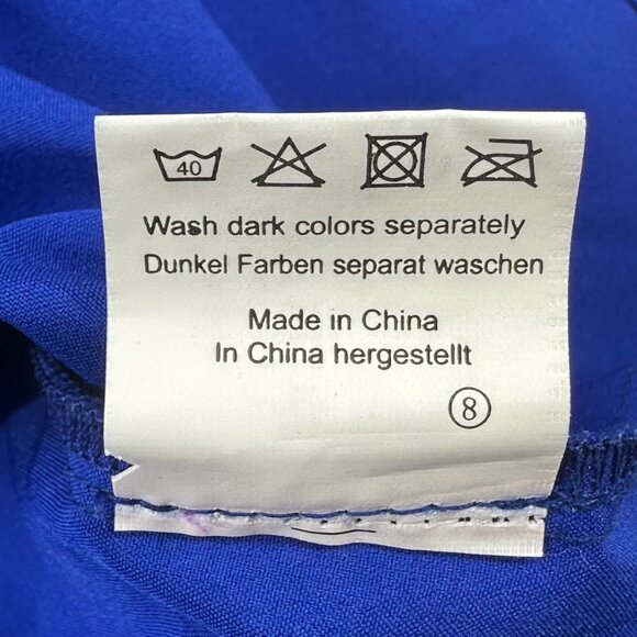 Belle Poque Women's Size Medium Blouse Short Sleeve Button Up Blue New With Tags - Picture 7 of 14